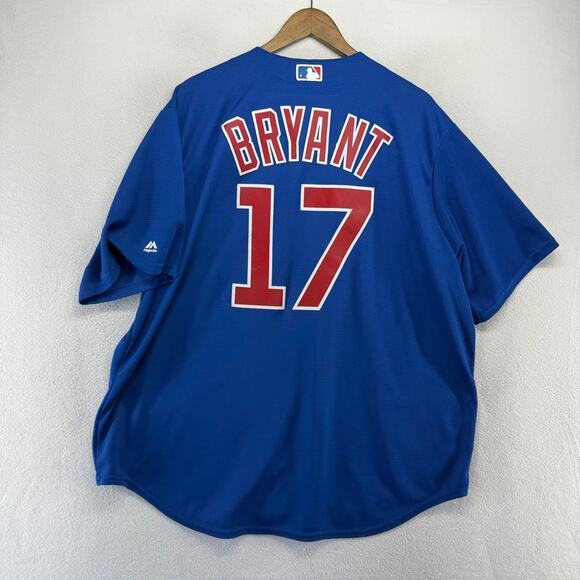 Chicago Cubs Jersey Men's 2XL Blue Majestic Cool Base Kris Bryant Sewn Stitched - Picture 7 of 9
